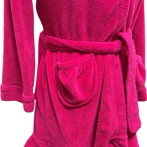 Girls Pink Fluffy Robe * Size Large 10 / 12 * Cute Ruffle Hemline POCKETS - Picture 9 of 9